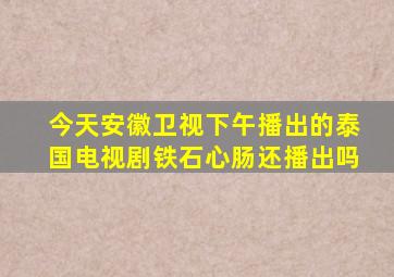 今天安徽卫视下午播出的泰国电视剧铁石心肠还播出吗