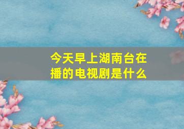 今天早上湖南台在播的电视剧是什么