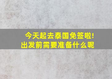 今天起去泰国免签啦!出发前需要准备什么呢 