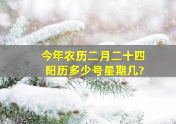 今年农历二月二十四阳历多少号,星期几?