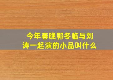 今年春晚郭冬临与刘涛一起演的小品叫什么。