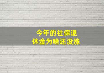 今年的社保退休金为啥还没涨