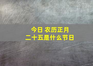 今日 农历正月二十五是什么节日