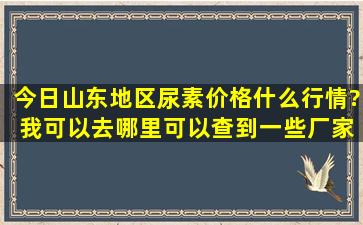 今日山东地区尿素价格什么行情? 我可以去哪里可以查到一些厂家的...