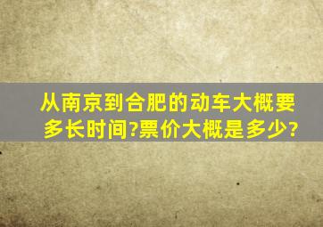 从南京到合肥的动车大概要多长时间?票价大概是多少?