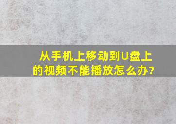 从手机上移动到U盘上的视频不能播放怎么办?