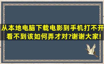 从本地电脑下载电影到手机打不开看不到。该如何弄才对?谢谢大家!