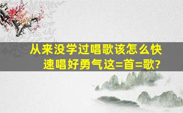 从来没学过唱歌该怎么快速唱好勇气这=首=歌?