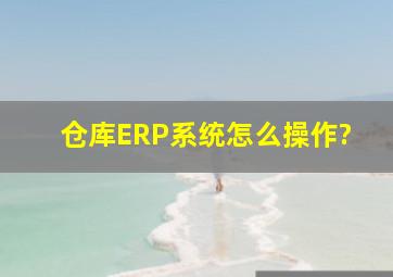 仓库ERP系统怎么操作?