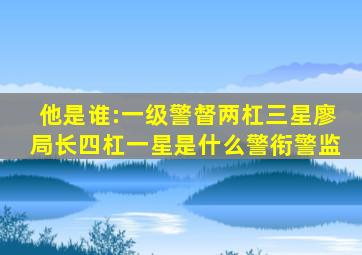 他是谁:一级警督两杠三星,廖局长四杠一星是什么警衔警监