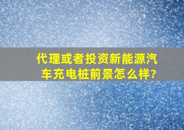 代理或者投资新能源汽车充电桩前景怎么样?