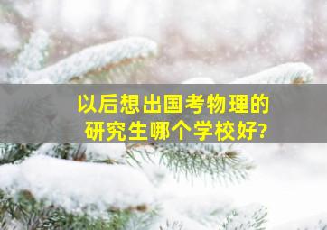 以后想出国,考物理的研究生哪个学校好?