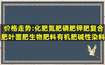 价格走势:化肥,氮肥,磷肥,钾肥,复合肥,叶面肥,生物肥料,有机肥,碱性染料