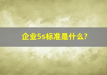 企业5s标准是什么?