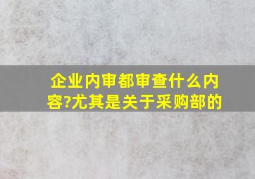 企业内审都审查什么内容?尤其是关于采购部的。