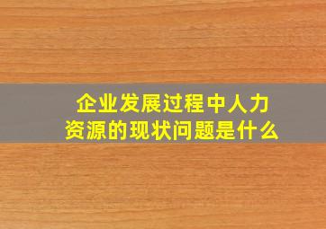 企业发展过程中人力资源的现状问题是什么