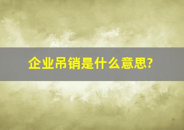 企业吊销是什么意思?