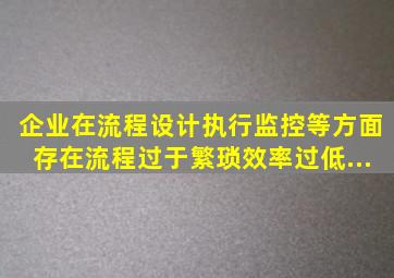 企业在流程设计、执行、监控等方面存在流程过于繁琐、效率过低、...