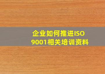 企业如何推进ISO9001,相关培训资料