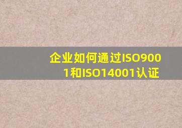 企业如何通过ISO9001和ISO14001认证