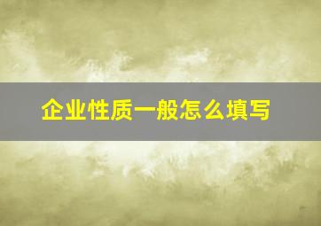 企业性质一般怎么填写