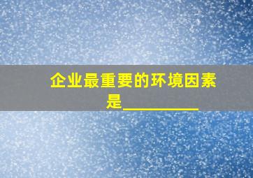 企业最重要的环境因素是_________