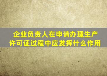 企业负责人在申请办理生产许可证过程中应发挥什么作用(