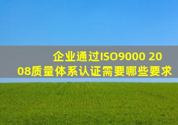 企业通过ISO9000 2008质量体系认证需要哪些要求