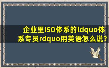 企业里ISO体系的“体系专员”用英语怎么说?