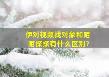 伊对视频找对象和陌陌探探有什么区别?