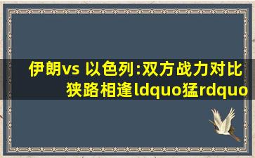 伊朗vs 以色列:双方战力对比,狭路相逢“猛”者胜