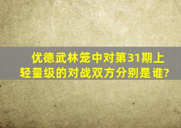 优德《武林笼中对》第31期上轻量级的对战双方分别是谁?