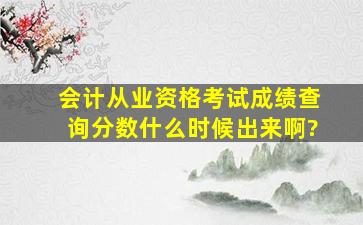 会计从业资格考试成绩查询,分数什么时候出来啊?