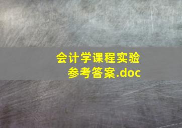 会计学课程实验参考答案.doc