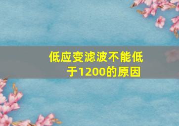 低应变滤波不能低于1200的原因