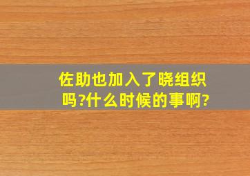 佐助也加入了晓组织吗?什么时候的事啊?