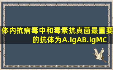 体内抗病毒、中和毒素、抗真菌最重要的抗体为A.IgAB.IgMC.IgGD....