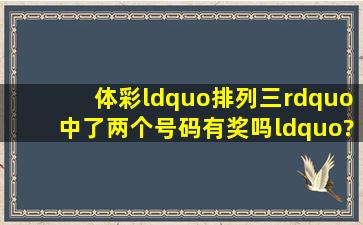 体彩“排列三”中了两个号码有奖吗“?