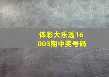 体彩大乐透16003期中奖号码