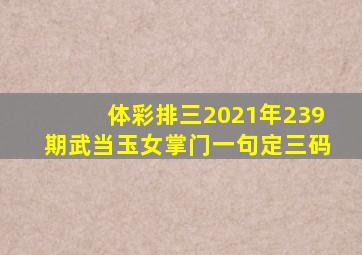 体彩排三2021年239期武当玉女掌门一句定三码