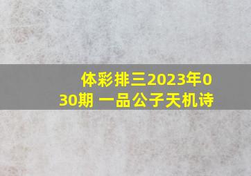 体彩排三2023年030期 一品公子天机诗