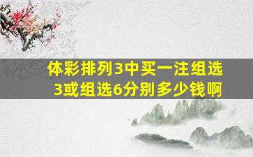 体彩排列3中买一注组选3或组选6分别多少钱啊