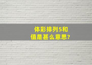 体彩排列5和值是甚么意思?