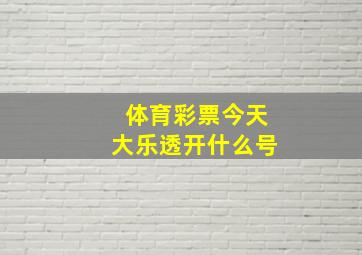 体育彩票今天大乐透开什么号