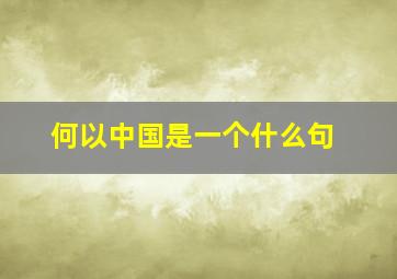 何以中国是一个什么句