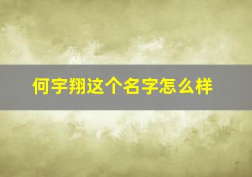 何宇翔这个名字怎么样