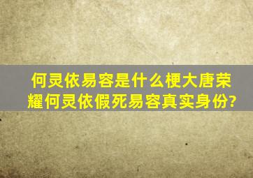 何灵依易容是什么梗,大唐荣耀何灵依假死易容真实身份?