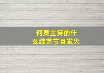 何炅主持的什么综艺节目发火