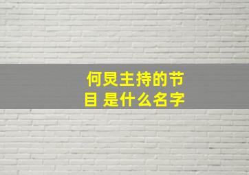 何炅主持的节目 是什么名字