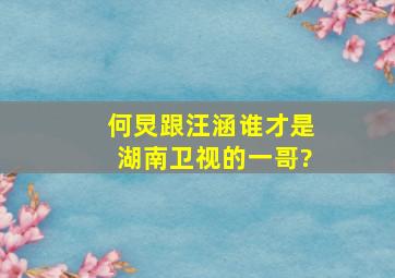 何炅跟汪涵谁才是湖南卫视的「一哥」?